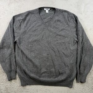Byford London Sweater Men XL Grey 100% Cashmere V-Neck Soft Lightweight Pullover